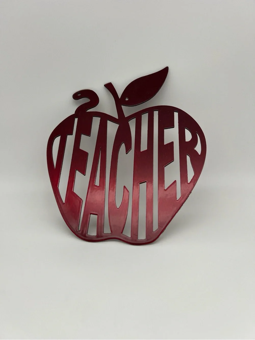 Redline Steel Laser Cut Metal Teacher Apple Metal Wall Art - Red